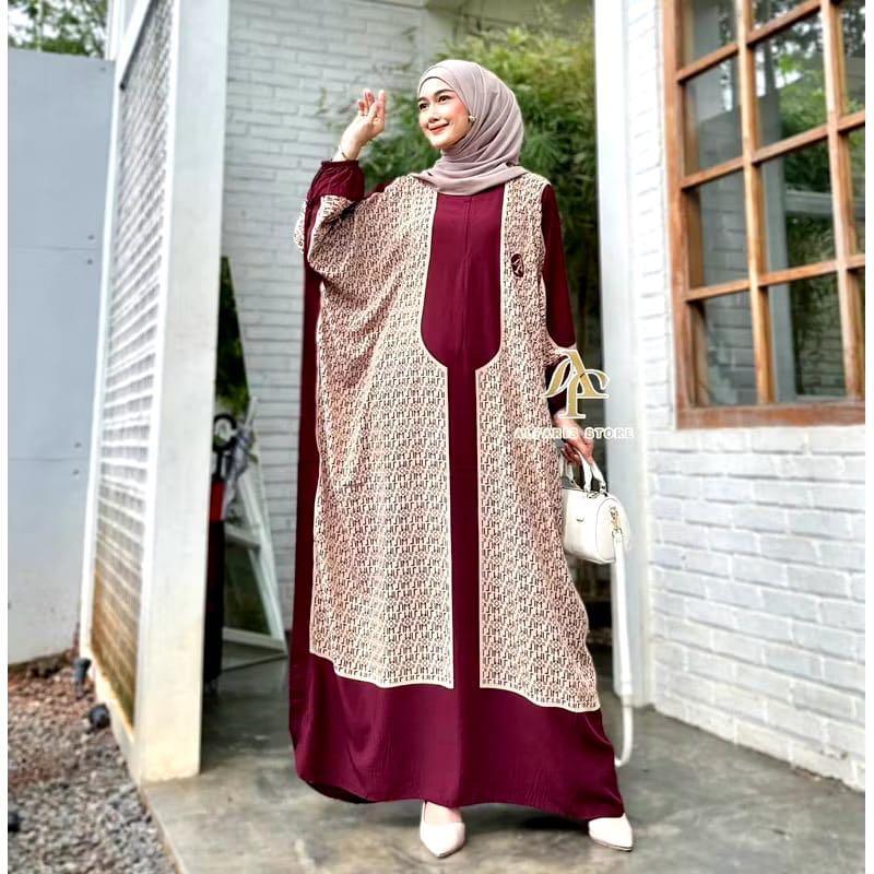 Jingga Kaftan Rayon Premium  - Gamis Kaftan Lebaran Simple Elegan Abaya Kaftan Arabian