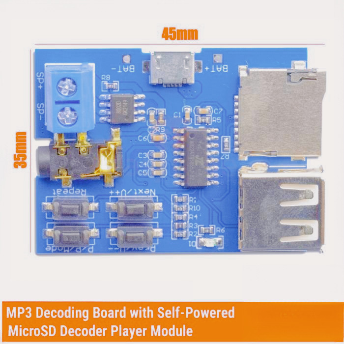 Modul MP3 Decoder dengan TF Card & USB