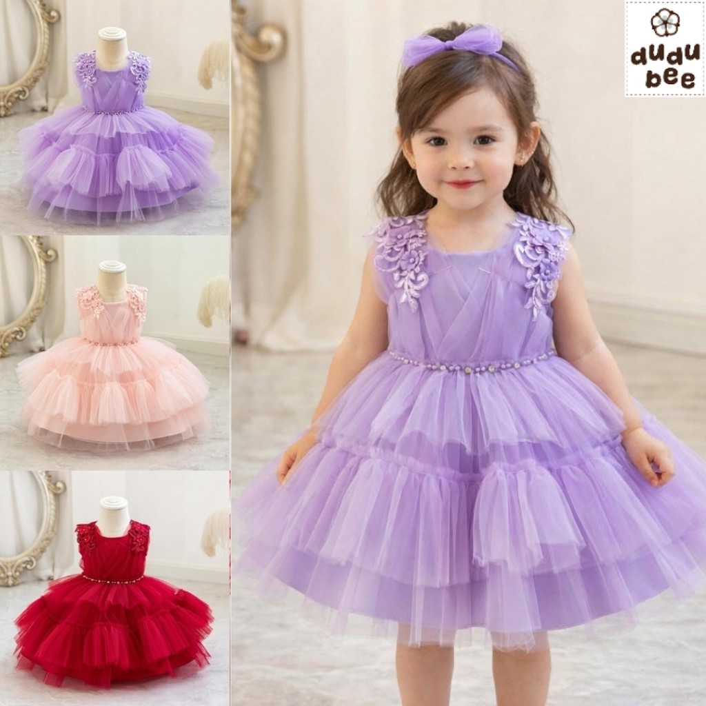 Dress Pesta Aqiqah Gaun Ulang Tahun Bayi Anak perempuan HELEN Import Mewah Model Korea