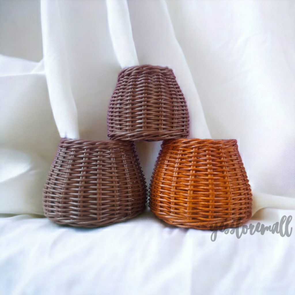 SWS vas bunga bulat rotan keranjang rotan bulat wadah telur