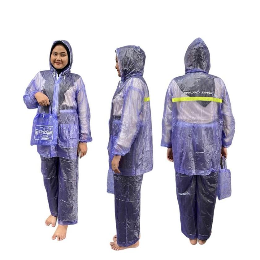 AutoFix Jas Hujan Setelan Jaket Celana Spartan Happy PVC Enteng Lentur Waterproof Transparant All Si