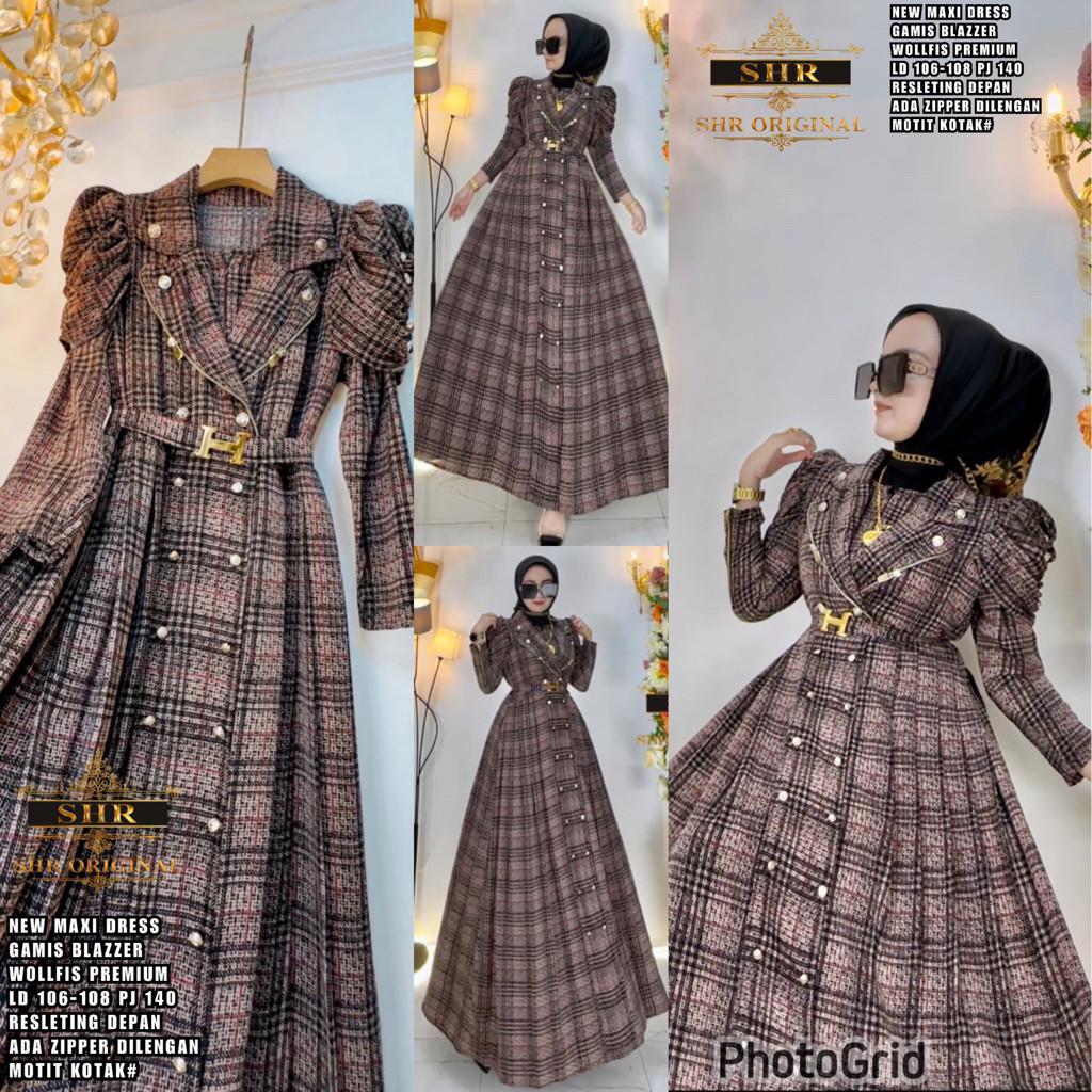 GARDESHOP.ID ORI SHR 100% - GAMIS BLAZER KOTAK PREMIUM