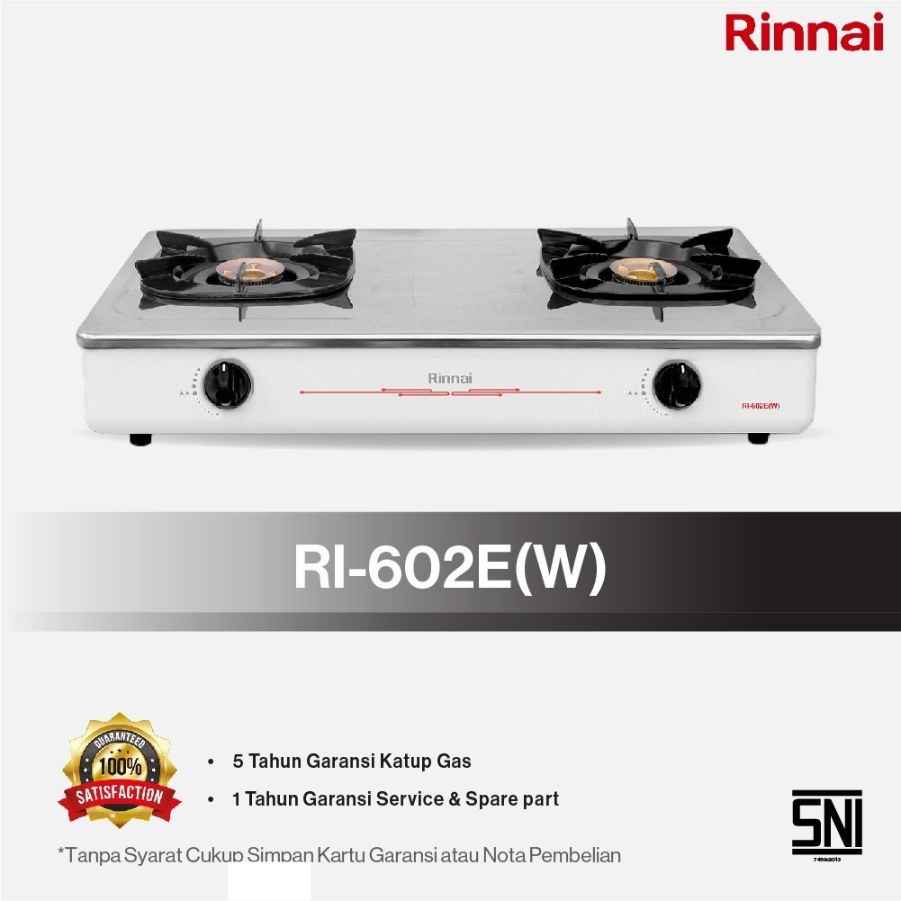 KOMPOR GAS RINNAI 2 TUNGKU RI 602E (W)/RI602E(W)/RI-602E(W)/RI602E/W/API EKONOMIS/ORIGINAL/GARANSI