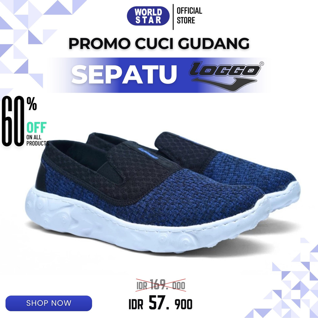 CUCI GUDANG SEPATU SLIP ON LOGGO MAN DAKOTA 05 100% ORIGINAL || SLIP ON PRIA UKURAN 39 - 43