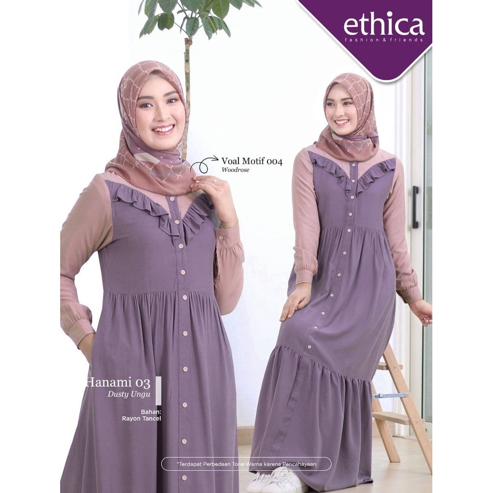 [BISA COD] ETHICA HANAMI 03 DUSTY UNGU HANAMI 03 GREY (DO) GAMIS DEWASA GAMIS TRENDY GAMIS FASHIONAB