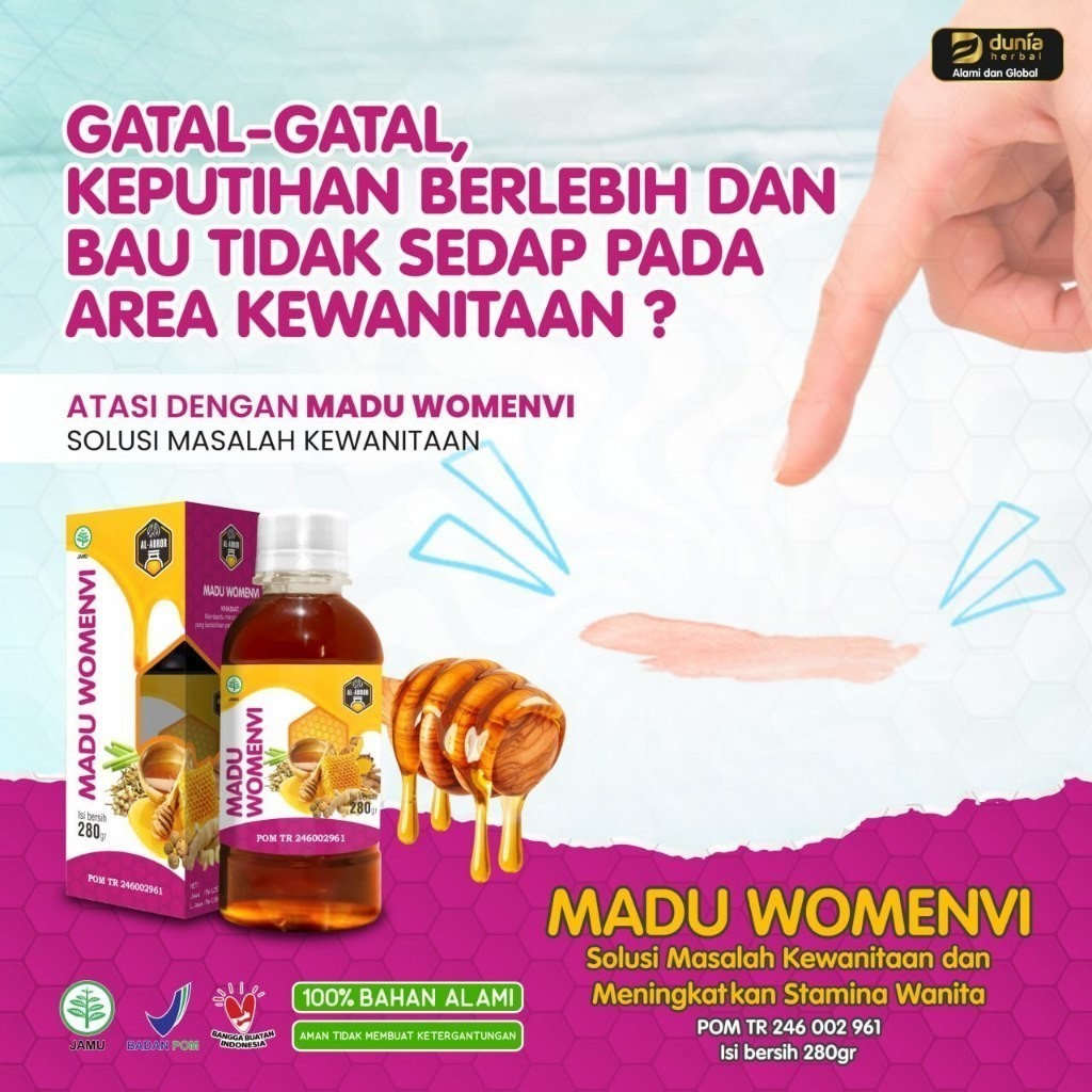 Madu Womenvi Obat Herbal Bau Tak sedap Mengatasi Keputihan Stamina Wanita Lancar Haid