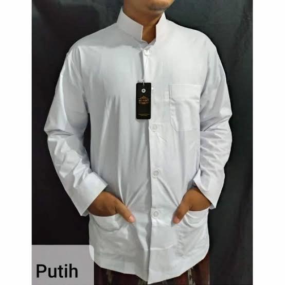 Baju koko pria model ammu - baju koko habib - baju koko haibah putih - Putih, S