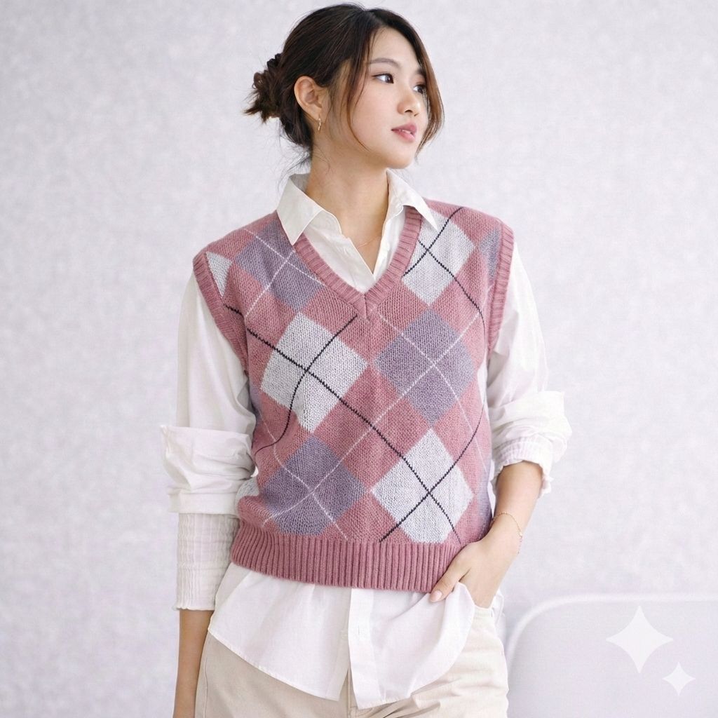 Rompi Pria Rajut Korea Vneck Knit Vest / Vest Rompi Rajut Pria Rompi Rajut Polos