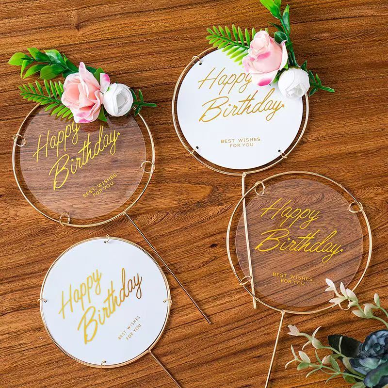 [1pc] TOPPER BIRTHDAY BESI AKRILIK BULAT / Topper Mahkota Mutiara HIASAN KUE TART MUTIARA / Topper c