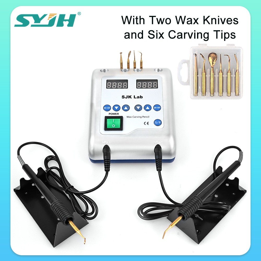SYJH Double Pen with 6 Wax Tips Dental Electric Wax Carving Arving Wax Knife Dental Electric Wax Car