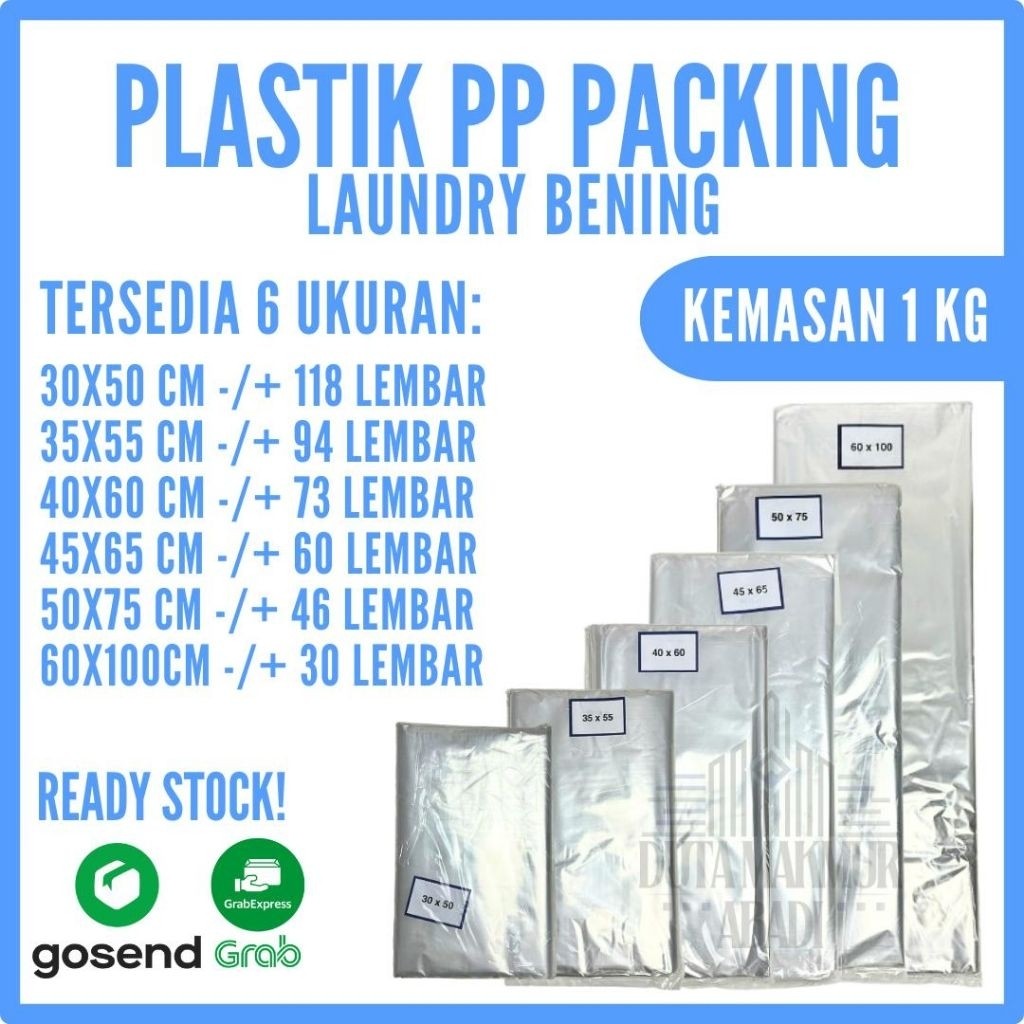 Plastik Packing Laundry / Plastik PP Bening Kiloan / Plastik Buket / Kantong Plastik PP Bening / Pla