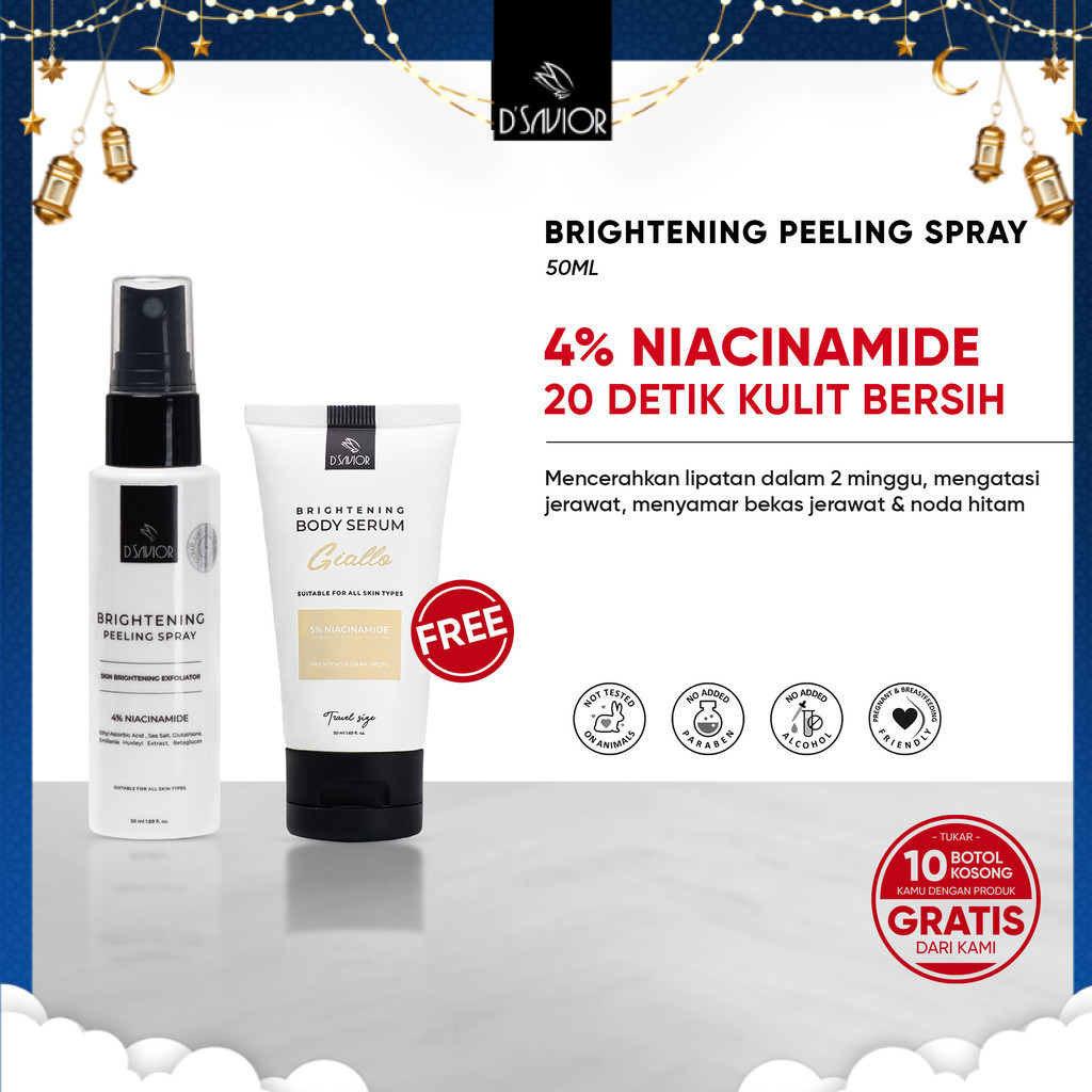 BUY 1 GET 2 | D'SAVIOR Peeling Spray Glutha Collagen 50ml GET Body Serum Travel Size 50ML 1PCS