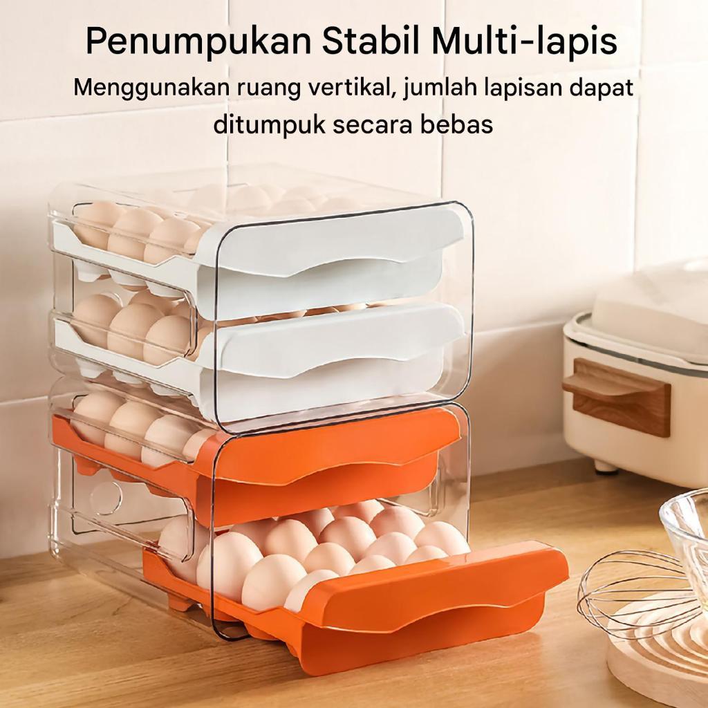 TEMPAT TELUR 2 TINGKAT / RAK TELUR 2 SUSUN / EGG STORAGE BOX ORGANIZER / KOTAK TELUR 2 SUSUN / RAK T