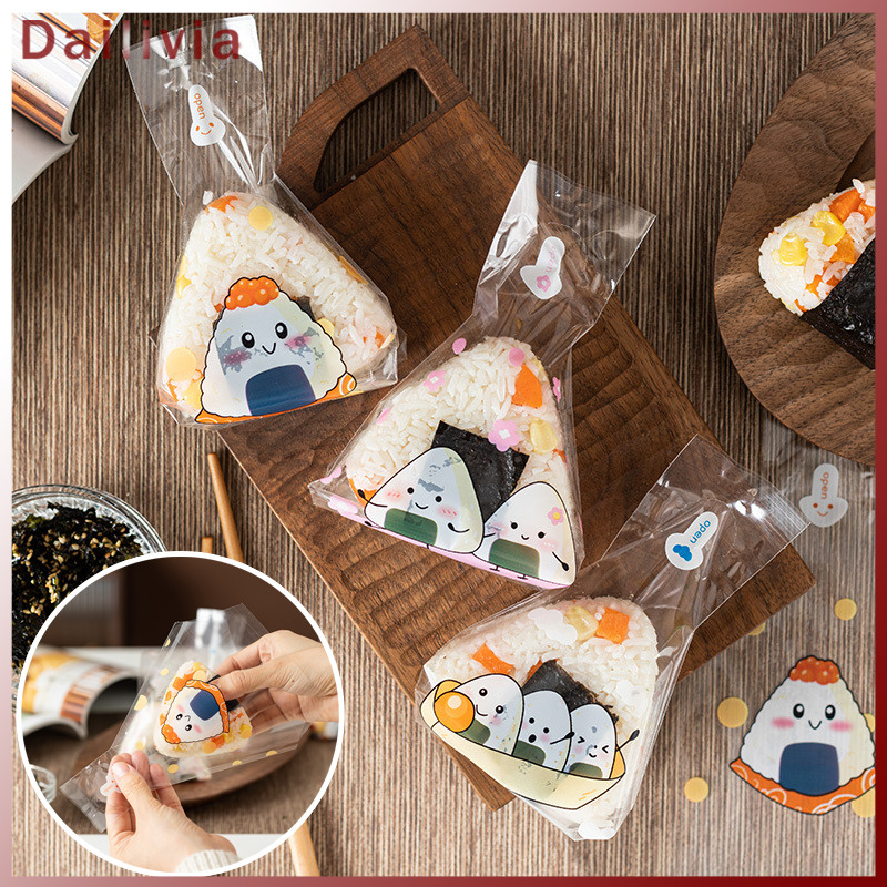 DL - ISI 50 LEMBAR Plastik Bento Onigiri Nasi Sushi Plastik Onigiri Packaging Kertas Bungkus Bento F