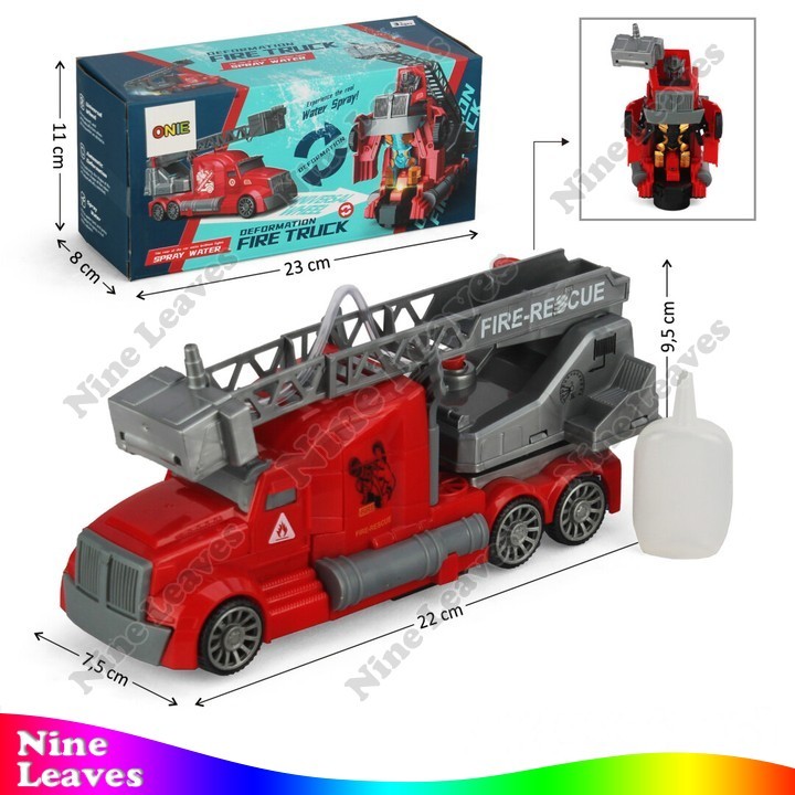 Mainan Mobil Deform Truck Pemadam Ladder Jalan Suara Lampu Fire Truck
