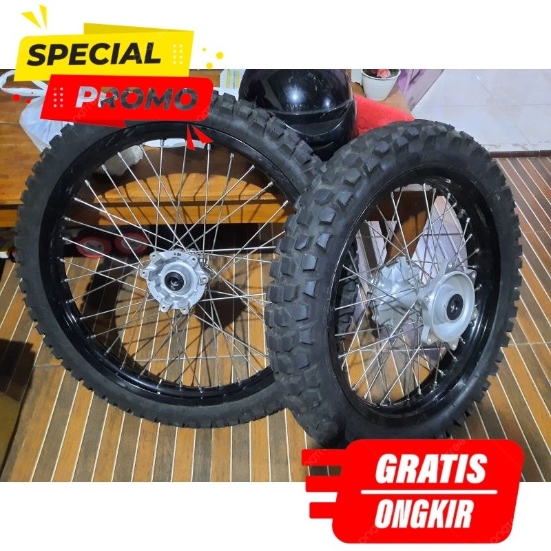 Wheelset Roda Set Honda CRF 150L Original Copotan Velg Hitam Ban Tebal Siap Pakai