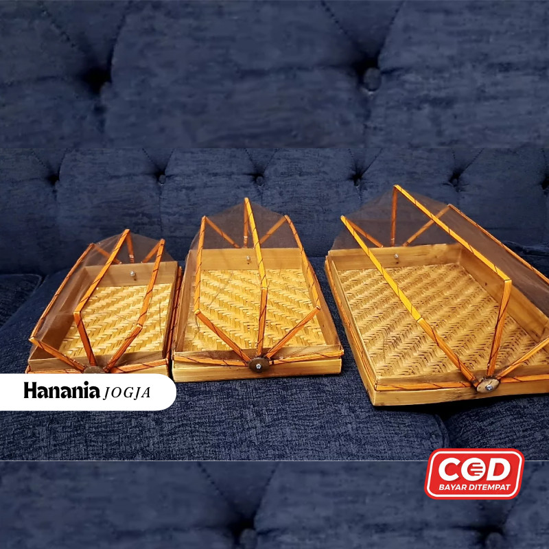 Tudung Saji Bambu 1 Set Isi 3 Pcs | tudung saji kotak | tudung saji bambu anyaman | wadah makanan