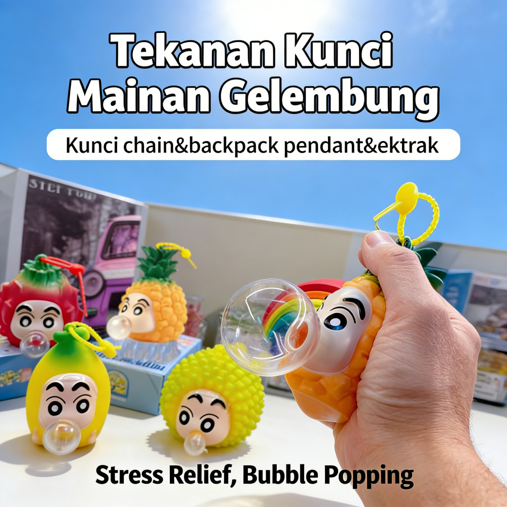 Gantungan Kunci Gelembung buah Liontin Berang-berang Tekanan Pengurang Mainan buah Mainan