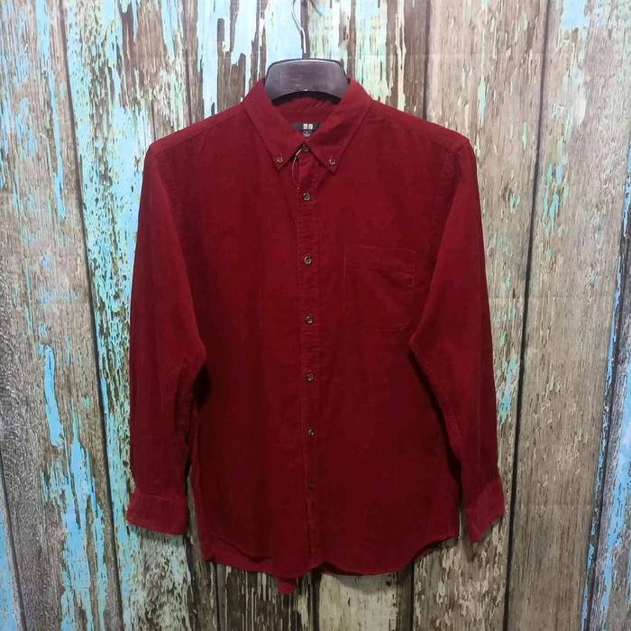 KEMEJA PANJANG pria CORDUROY  UNIQLO size L