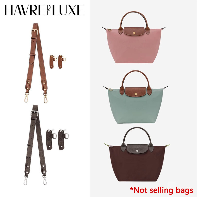 Leather bag shoulder strap for Longchamp pouch short handle small bag mofication without punching st