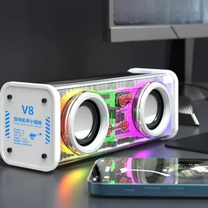 Portae TWS RGB V8 Lhts Heavy Bass Music Battery Power Sound Box V8 Boombox Wireless Stereo surround 