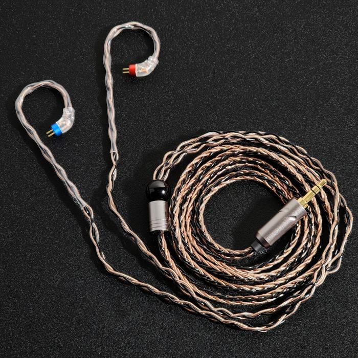 >anjiroi< QKZ T1 8 Core Upgrade Cable Kabel Upgrade IEM Earphone KZ Pin C QDC - Black Gold 2 Pin