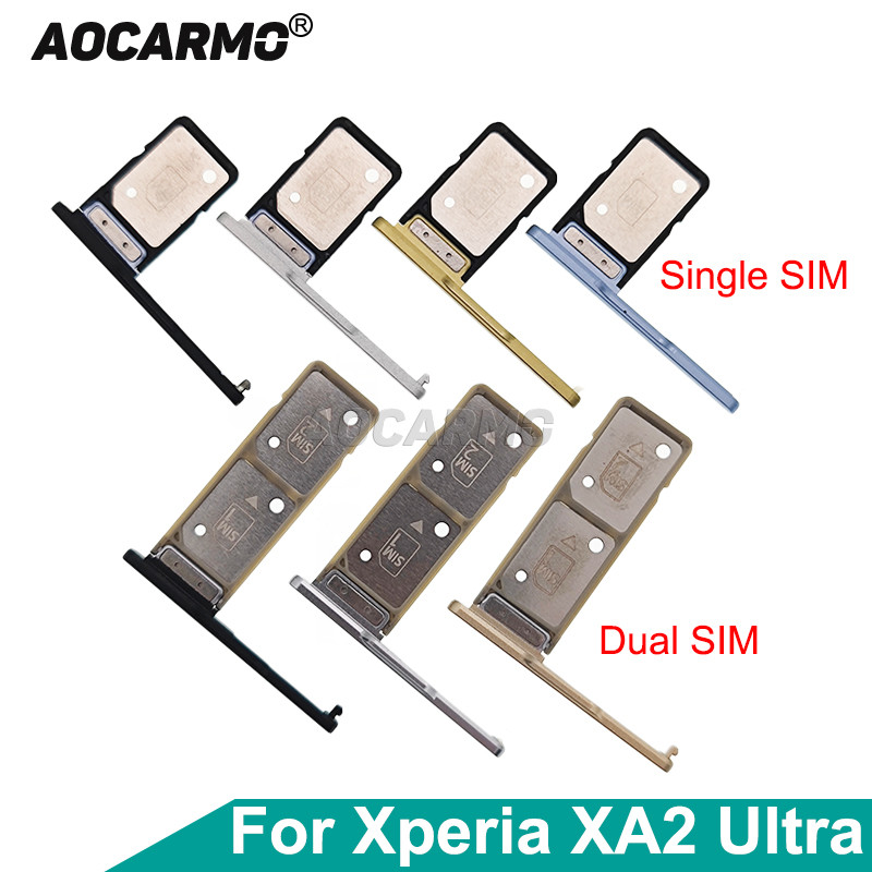 Aocarmo Single Dual SIM Card Tray Holder Slot With Cover Plug For Sony Xperia XA2 Ultra XA2U H4233 H