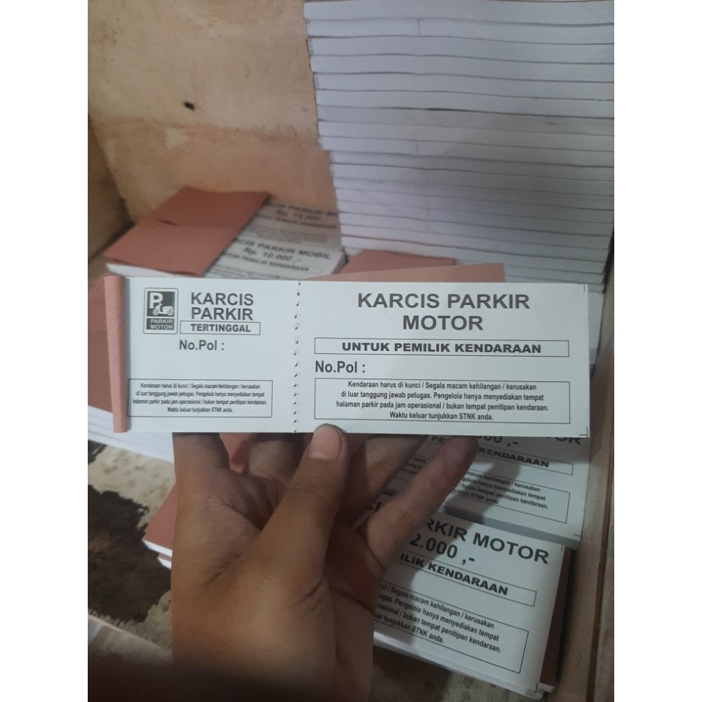 karcis parkir motor murah 2000 3000 5000 tanpa nominal tarif