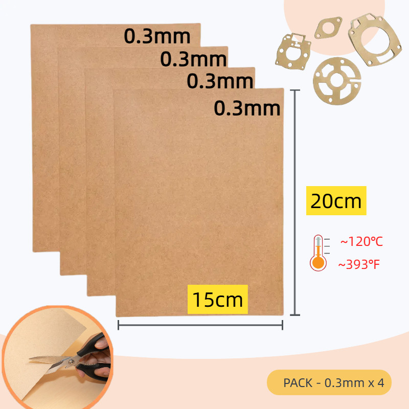 Lembaran Kertas Gasket 0.3mm x 4|Gasket Mesin DIY Tahan Sobek, Tahan Panas, Tahan Minyak untuk Skute
