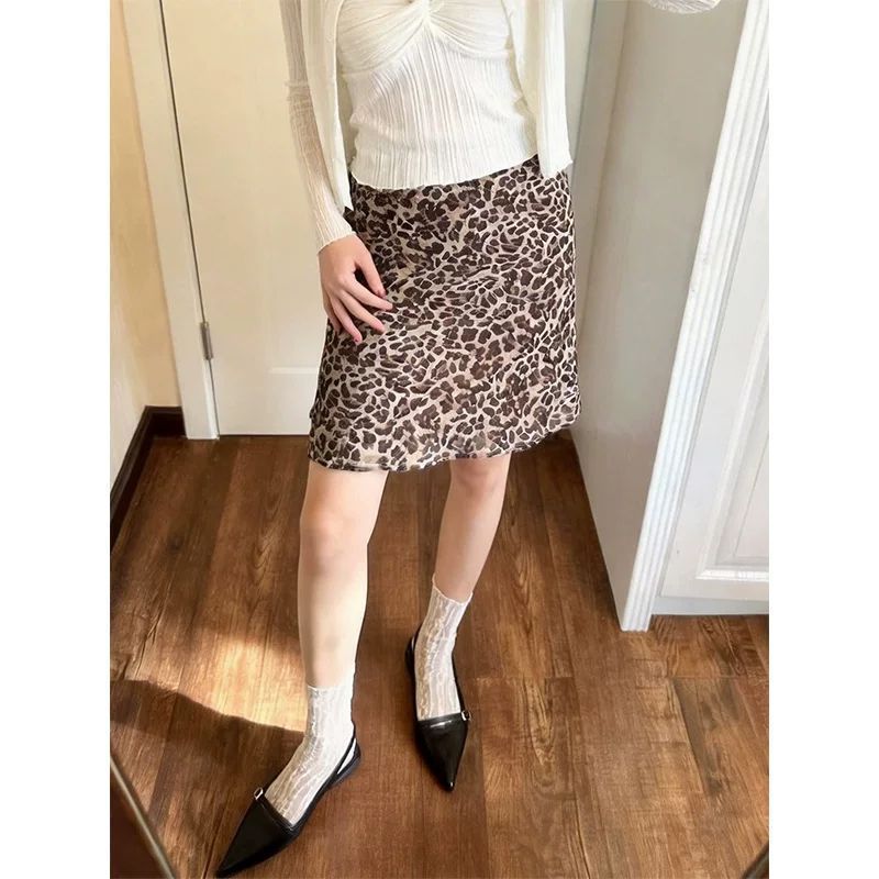 ChubChic COD Rok Leopard Wanita Rok Pendek High Waist A Line Slim Fit Vintage Korean Style Rok Motif