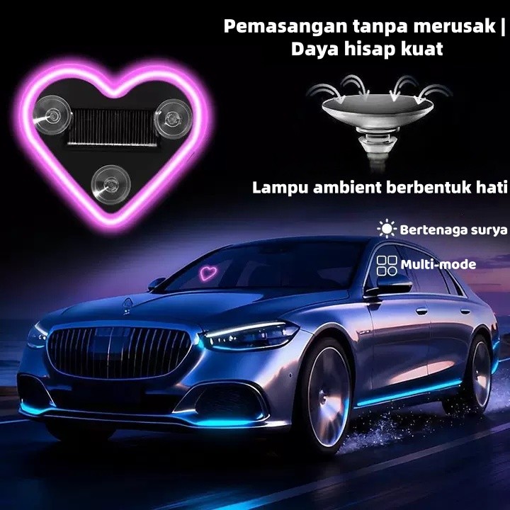 [COD]Lampu Neon LED Kaca Mobil Berbentuk Hati USB Baterai Charging Lampu Atmosfer LED Variasi Kaca M