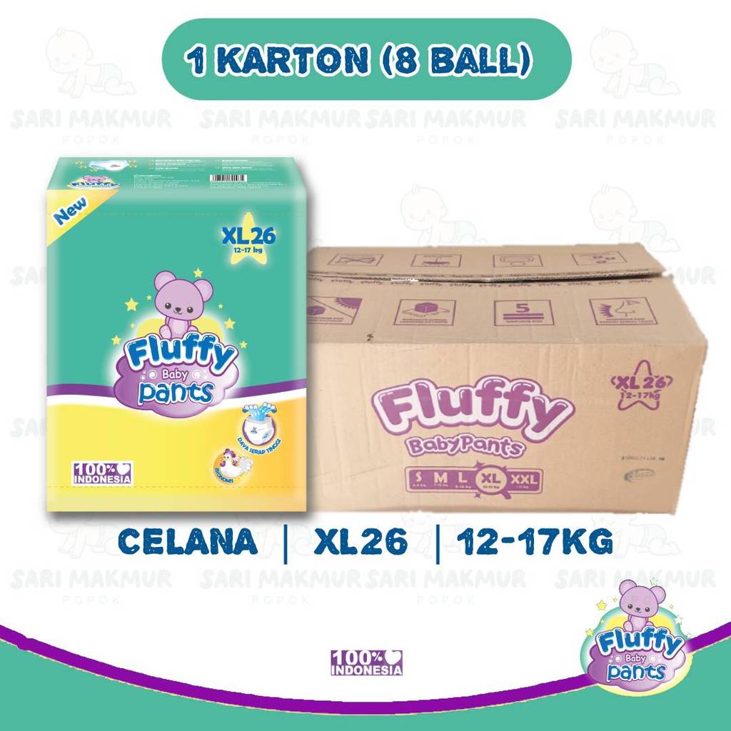 Fluffy Pampers Promo Popok Celana Bayi Murah Karton Size M8 L7 L26 XL26