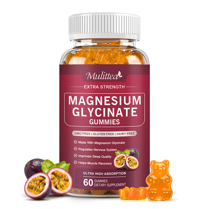 Mulittea Magnesium Glycinate Gummies with Vitamin D3 B6 CoQ10 Calcium - Suplemen Tidur dan Otot Rela