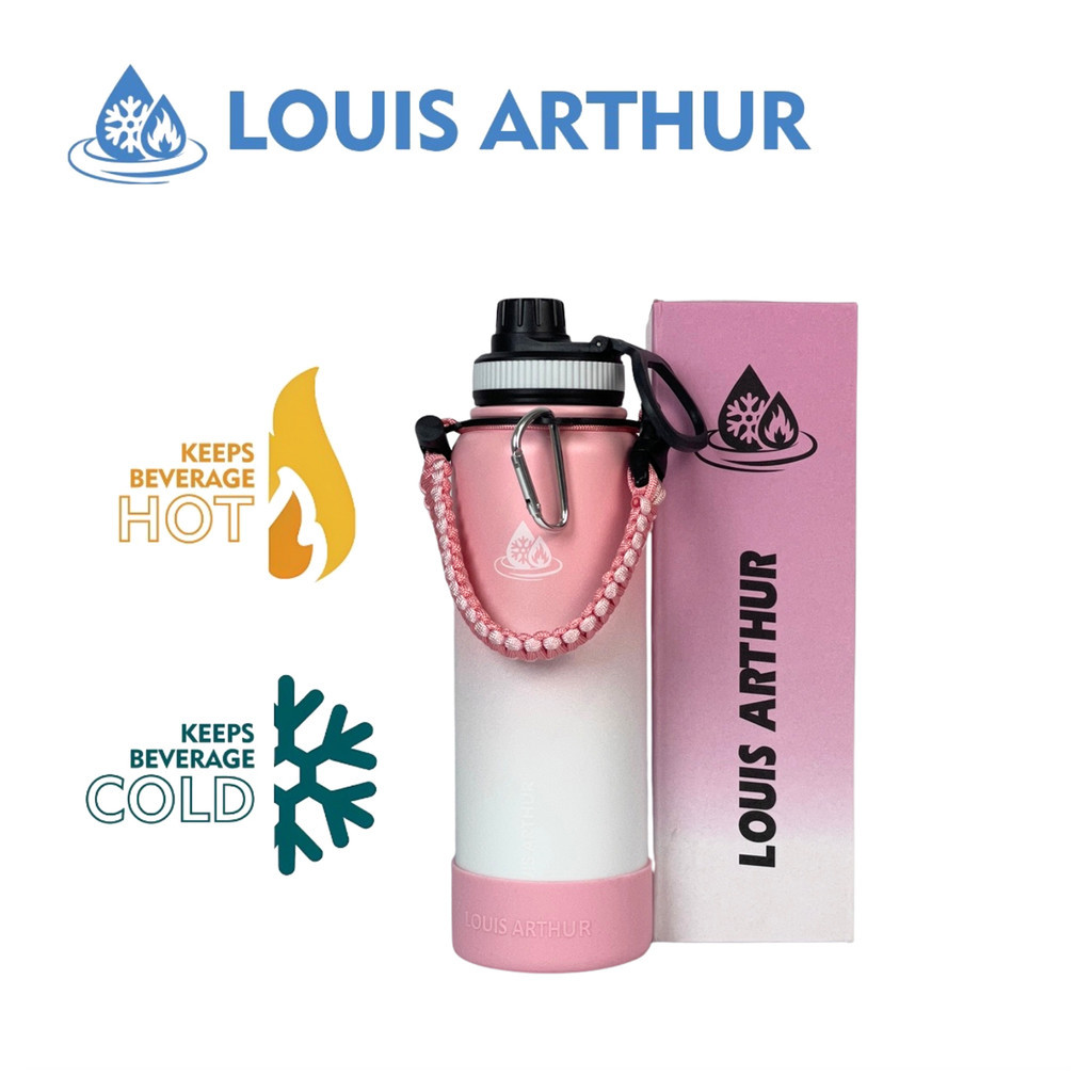 LOUIS ARTHUR  Botol Air Portabel 304 Stainless Steel Olahraga dengan Pegangan Insulasi Vakum