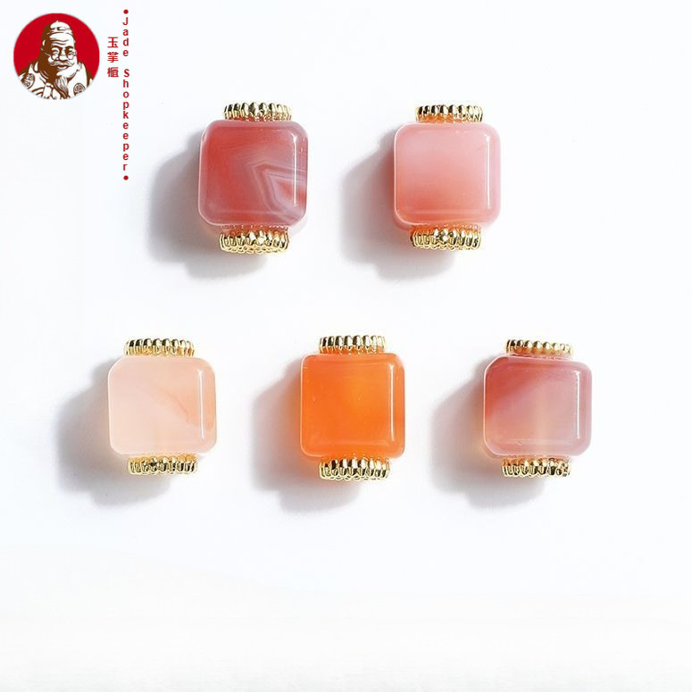 Batu akik sumber garam alami merah tua, gula batu angkat kecil aksesoris gelang DIY