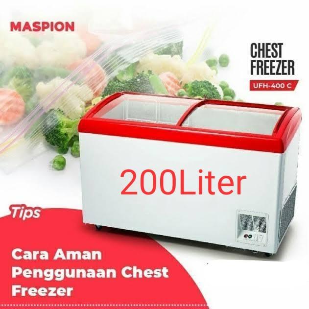 Chest freezer maspion Sliding kaca 200 Liter