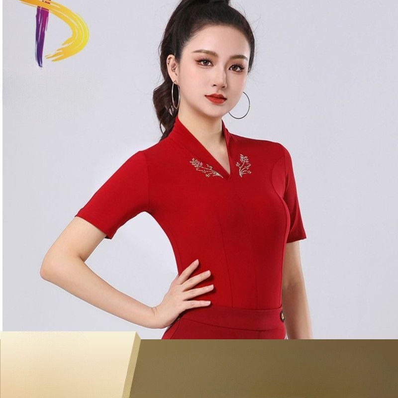 Latin dance dress with rhinestones, dance top