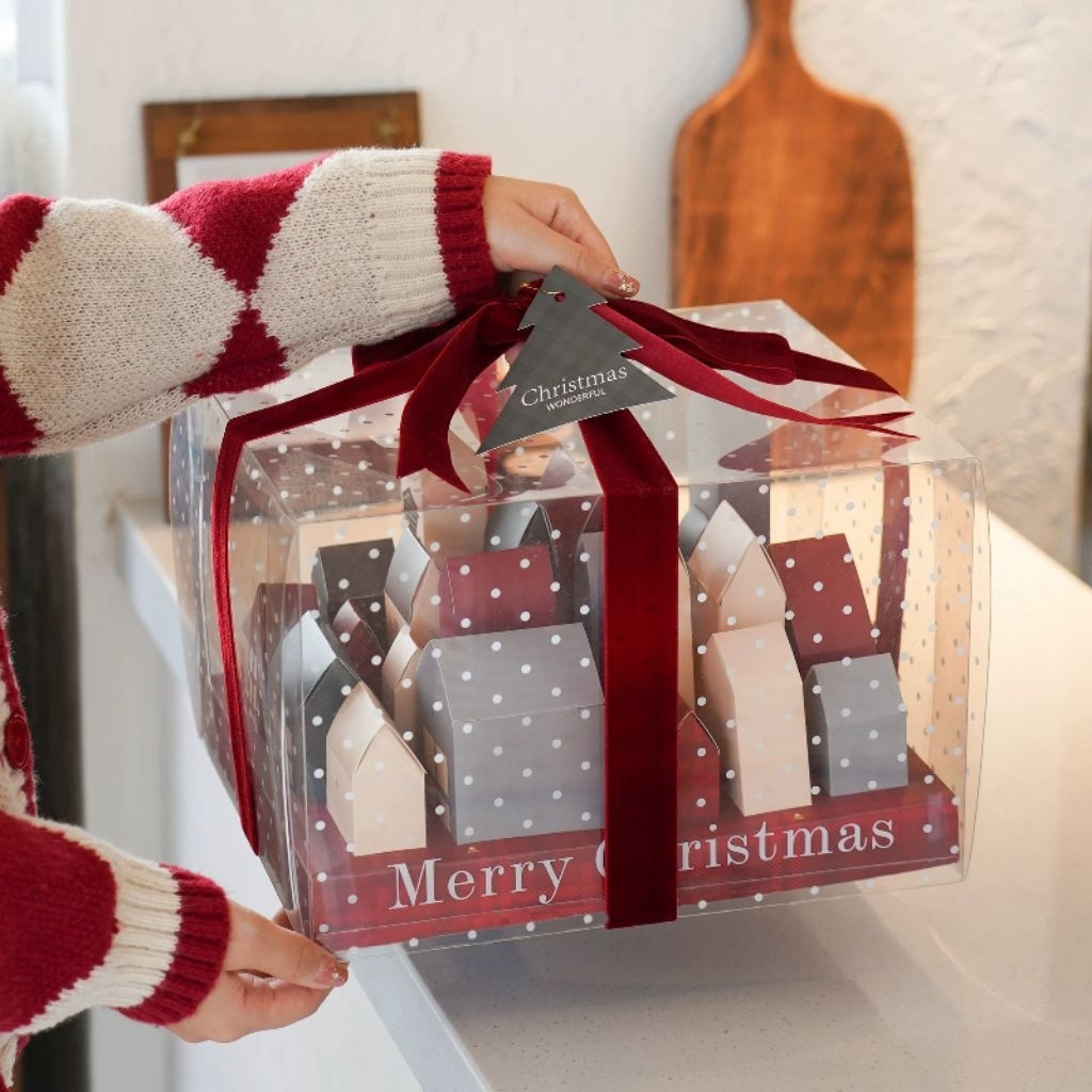 (1SET) Premium Kotak Mika Natal / Kotak Mika Kue Natal/ Kemasan Kue Natal Mika Box Natal