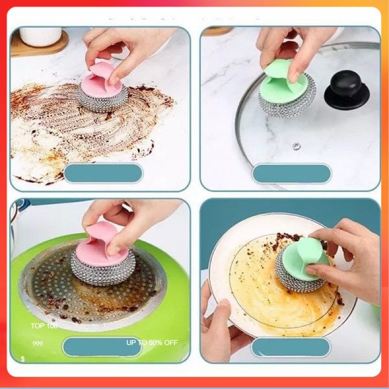 Sikat Cuci Piring Aluminium Sabut Cuci Piring Dengan Gagang