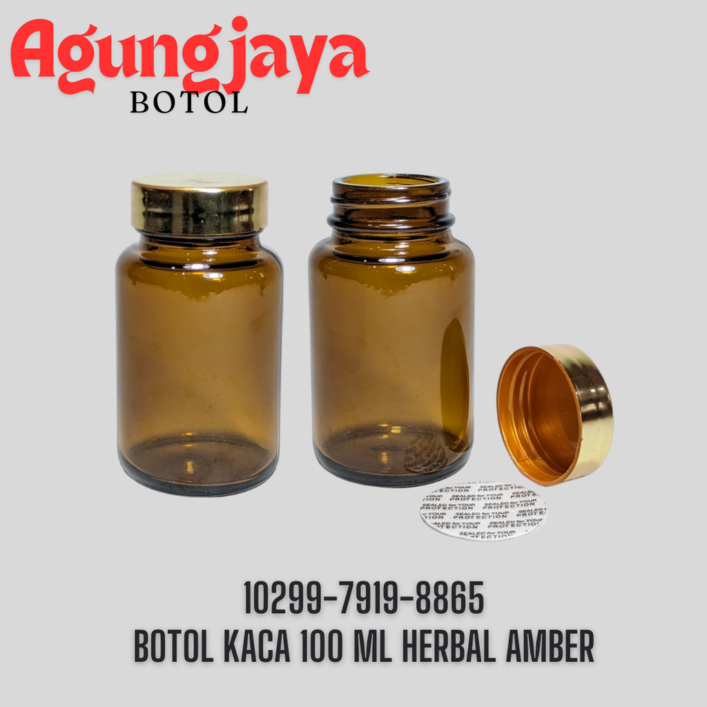 Botol Kaca Tablet 100 Ml Herbal Amber  / Botol Obat / Botol Tablet / Botol Kapsul / Botol Obat Koson