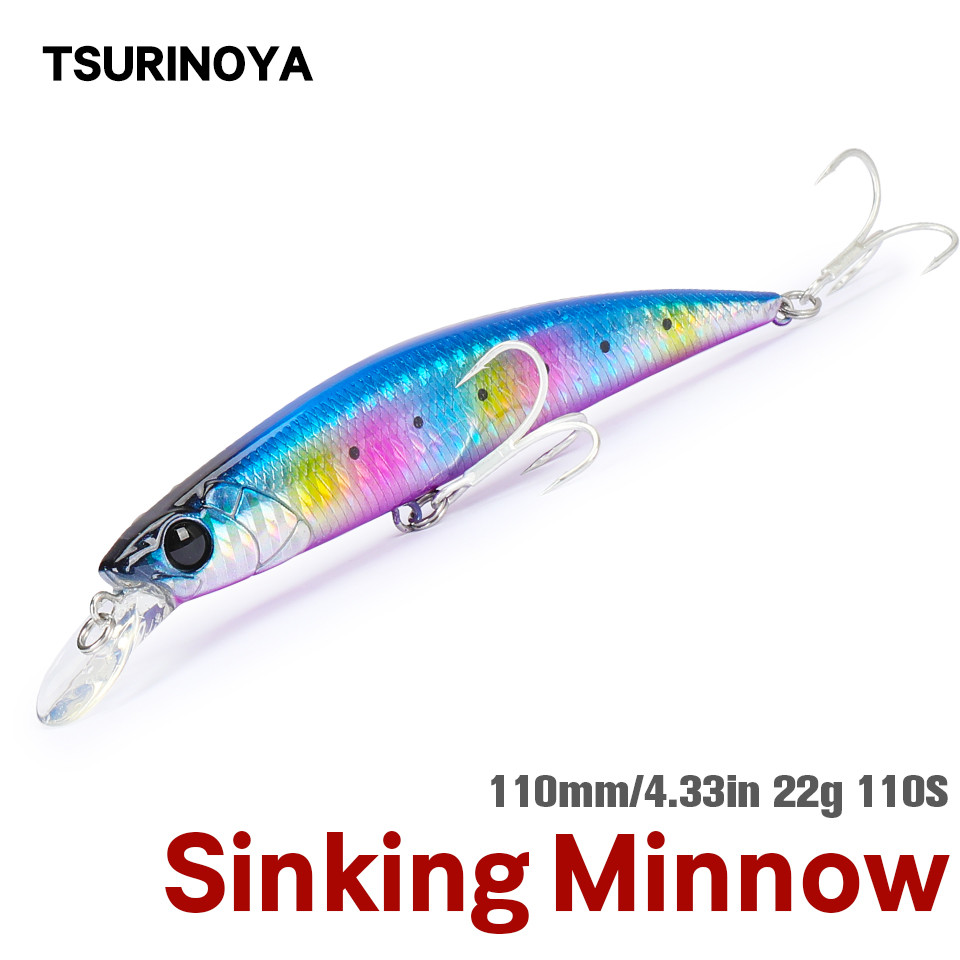 TSURINOYA 110S Sinking Minnow NEW COLOR DW77 110mm 22g Large Trout Pike Seabass Sea Fishing Artifici