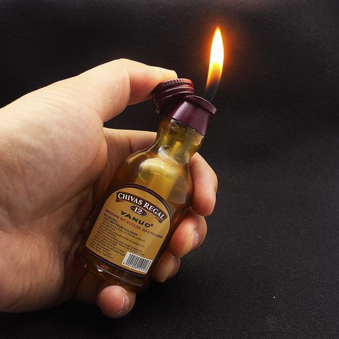 Korek Api Botol Whsky CR 12 Mancis Pajangan Unik Api Lilin Isi Ulang Murah