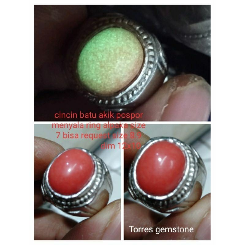 CINCIN BATU AKIK MERAH POSPOR MENYALA