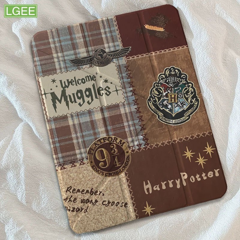 Casing Tablet Elemen Harry Potter Anti Gores Sarung iPad Lipat 3+Y Auto Wake/Sleep: Kompatibel Semua