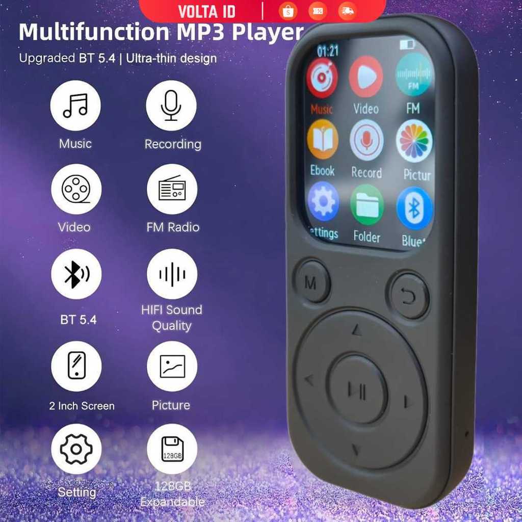 Yoidesu MP3 Digital Audio Player HiFi Bluetooth MP4 2 Inch 210mAh - SD-09