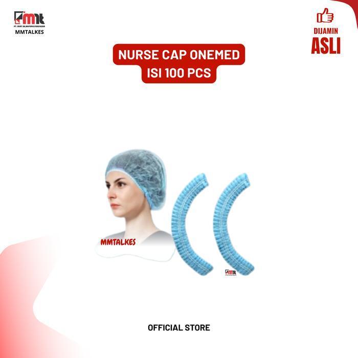 NURSE CAP ONEMED ISI 100 PCS  / NURSE  CUP ONEMED / HAIR NET - Biru
