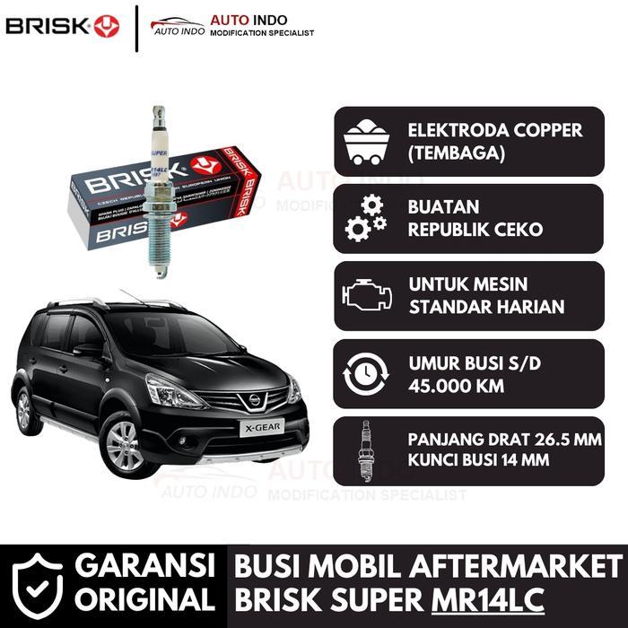 Busi Mobil Brisk Super MR14LC untuk Nissan Livina L10 L11 | Garansi Ori | Kunci Busi 14 mm