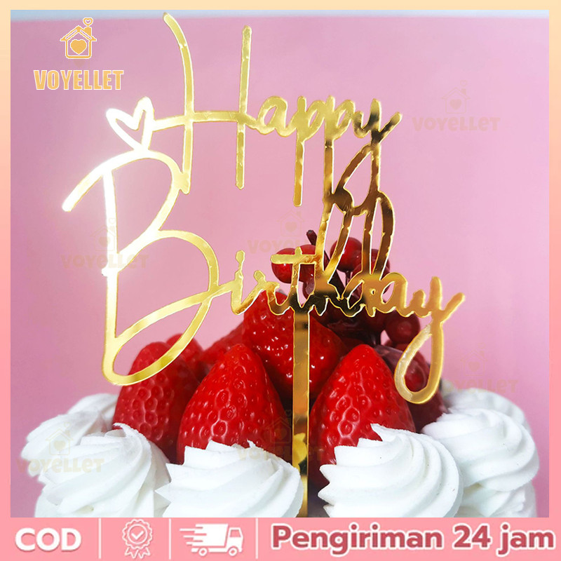 Kartu ucapan ulang tahun akrilik warna-warni, huruf selamat ulang tahun, meriah, lembaran plastik un