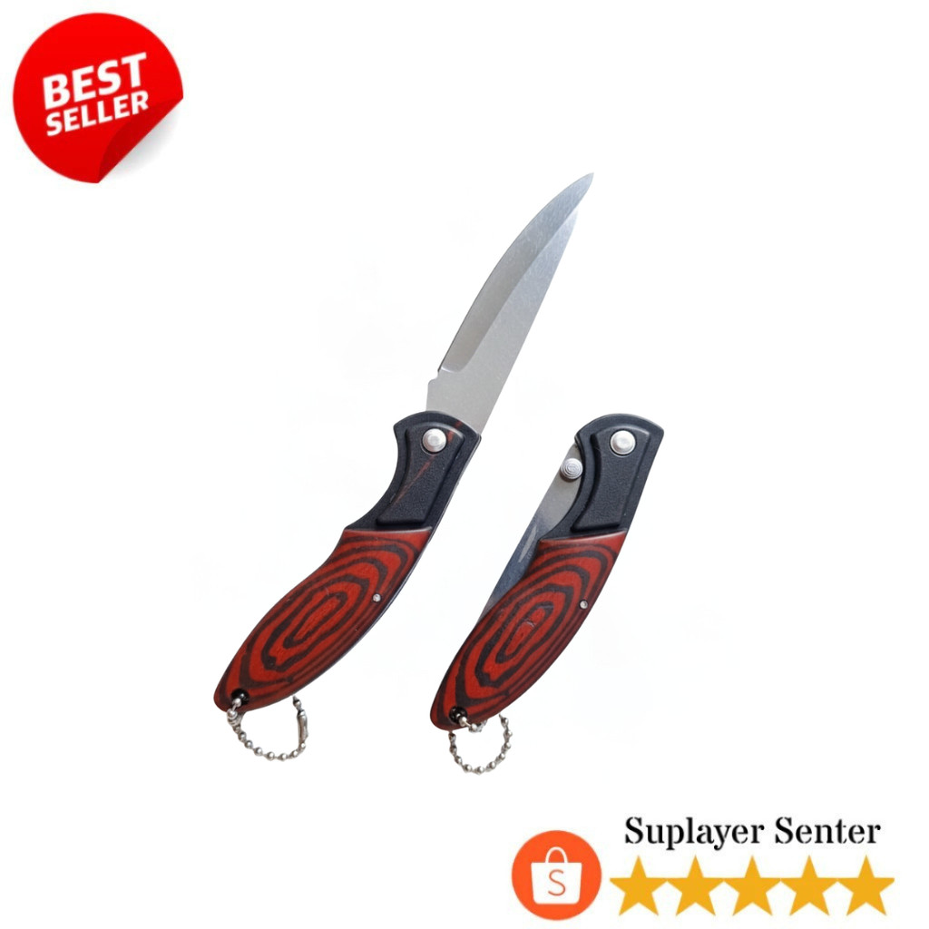 Pisau Lipat Motif Kayu Survival Kit Tahan Lama Untuk Outdoor Premium