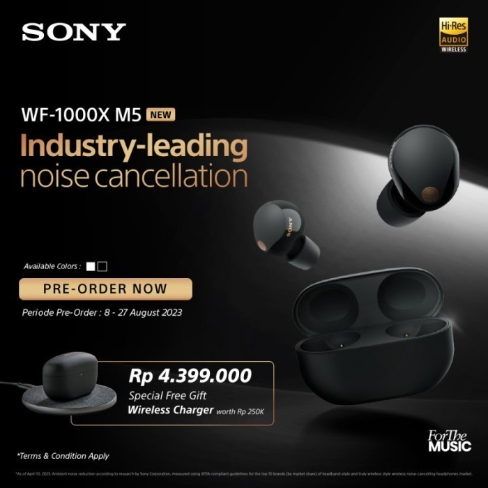 Sony WF-1000XM5 / WF1000XM5 / WF 1000 XM5 - ANC TWS Bluetooth Earbuds